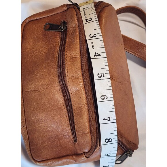 Vintage Distressed Tan Leather Fanny Pack Waist Belt Bag Adjustable Cambodia - Picture 13 of 16